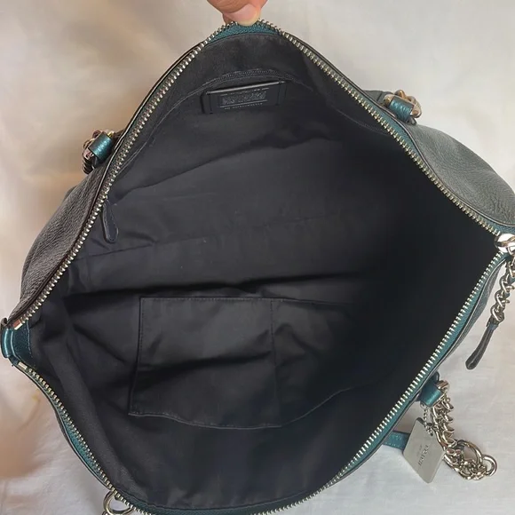 Coach Metallic Teal Ava Tote and Wallet - Picture 6 of 10